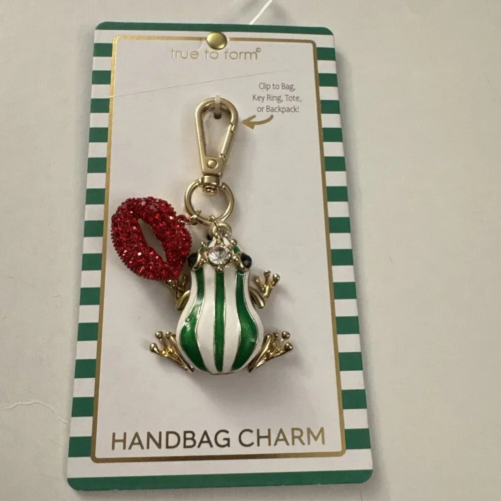 True To Form Princess & the Frog Red Rhinestone Lips Bag Charm Keychain B30